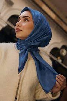 شال آبی زنانه پنبه ای Merve ROSE - کد 809646024