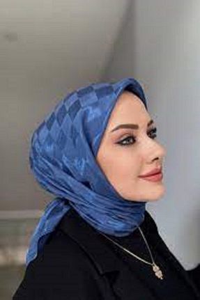 شال آبی زنانه پنبه ای Merve ROSE - کد 809646024
