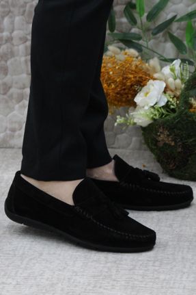کفش لوفر مشکی مردانه چرم طبیعی پاشنه کوتاه ( 4 - 1 cm ) کد 809770916