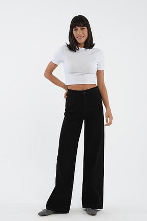 شلوار جین مشکی زنانه پاچه گشاد CROSS JEANS - کد 711449566