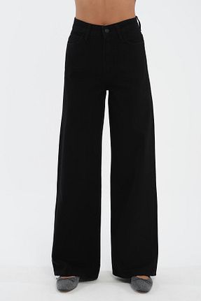 شلوار جین مشکی زنانه پاچه گشاد CROSS JEANS - کد 711449566