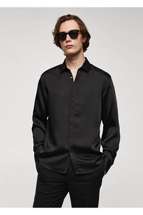 پیراهن مشکی مردانه رگولار MANGO Man - کد 776258530