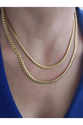 گردنبند استیل ( فولاد ) طلائی زنانه استیل (فولاد) Quella Takı - کد 809794035