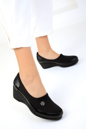 کفش پاشنه بلند پر مشکی زنانه پاشنه متوسط ( 5 - 9 cm ) چرم مصنوعی پاشنه پر کد 806568723