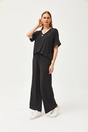 ست بالاتنه و پائین تنه مشکی زنانه بافتنی Olalook - کد 810289968