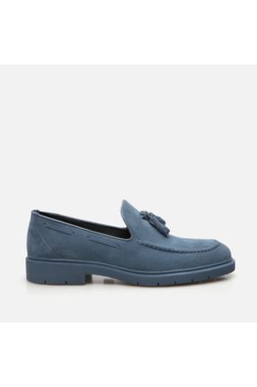کفش لوفر آبی مردانه چرم طبیعی پاشنه کوتاه ( 4 - 1 cm ) کد 810016255