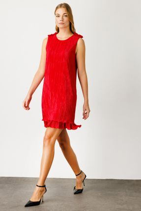 لباس قرمز زنانه بافتنی پلی استر رگولار کد 810014887