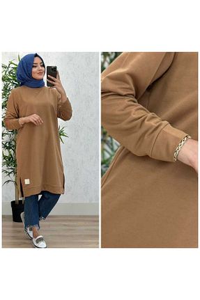 تونیک حجاب قهوه ای زنانه بافتنی azzebutik - کد 810042136