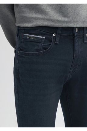 شلوار جین سرمه ای مردانه پاچه تنگ بلند کد 796610820