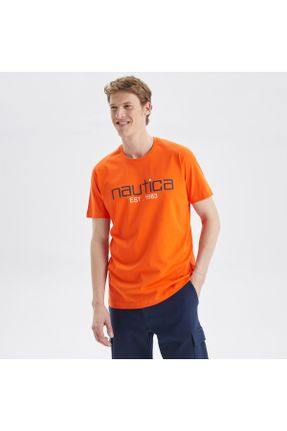 تی شرت نارنجی مردانه یقه گرد رگولار کد 679692681