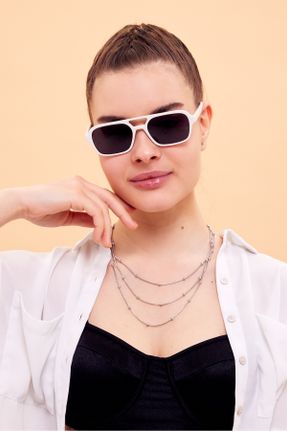 عینک آفتابی مشکی زنانه 50 UV400 استخوان مات مستطیل کد 810243923