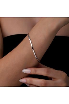 دستبند طلا سفید زنانه 14 عیار Ersöz Kuyumculuk - کد 804573322