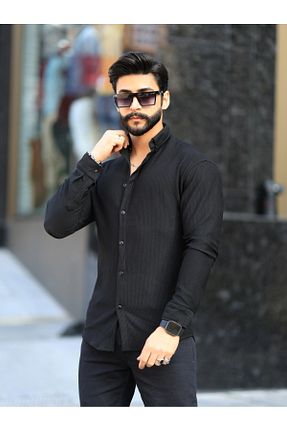 پیراهن مشکی مردانه تنگ YNGMENCLASS - کد 810410374