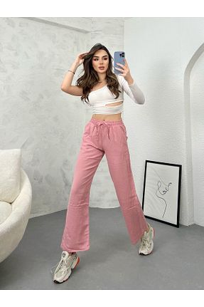 شلوار صورتی زنانه کتان Ozy Fashion - کد 810139856
