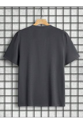تی شرت طوسی زنانه اورسایز یقه گرد پنبه - پلی استر تکی بیسیک کد 810216496