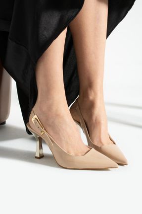 کفش پاشنه بلند کلاسیک بژ زنانه چرم لاکی پاشنه متوسط ( 5 - 9 cm ) پاشنه نازک کد 808665722