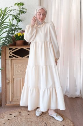 لباس بژ زنانه بافتنی پنبه (نخی) اورسایز آستین-بلند کد 810040257