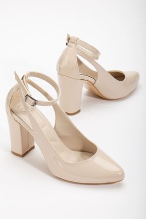 کفش پاشنه بلند کلاسیک بژ زنانه ساتن پاشنه ضخیم پاشنه متوسط ( 5 - 9 cm ) کد 810079937