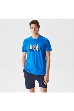 تی شرت آبی مردانه رگولار یقه گرد کد 694783429