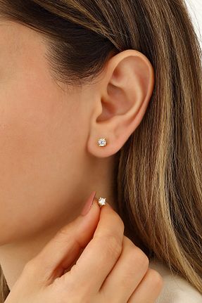 گوشواره نقره طلائی زنانه 925 عیار MySilvers - کد 105001034