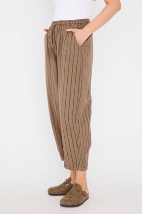 شلوار قهوه ای زنانه بافتنی پاچه ساده فاق بلند فاق بلند کد 810264499