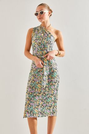 لباس زنانه بافتنی پنبه - پلی استر طرح گلدار رگولار تک آستین کد 810286698