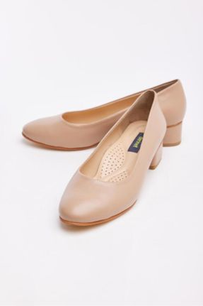 کفش پاشنه بلند کلاسیک بژ زنانه پاشنه ساده پاشنه متوسط ( 5 - 9 cm ) کد 740603808
