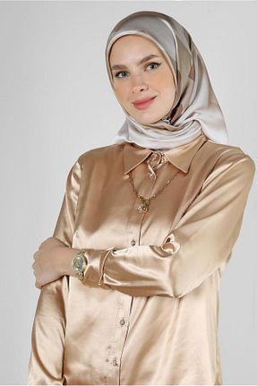 بلوز حجاب بژ زنانه رگولار Alvina - کد 799581315