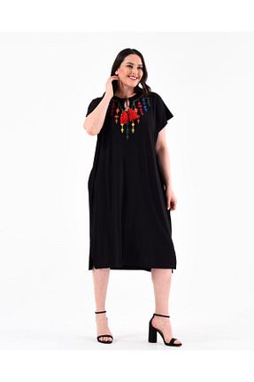 لباس سایز بزرگ مشکی زنانه ویسکون Esina - کد 810403853