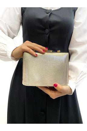 کیف مجلسی طلائی زنانه چرم مصنوعی Busrabags - کد 84156310