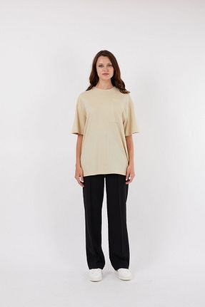 تیشرت بژ زنانه Loose RESS - کد 108750825
