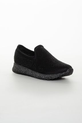 کفش اسنیکر مشکی زنانه بدون بند پارچه نساجی کد 108900909