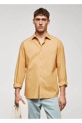 پیراهن زرد مردانه رگولار MANGO Man - کد 738483616