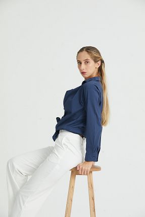 پیراهن سرمه ای زنانه Relaxed DEFES - کد 780607496