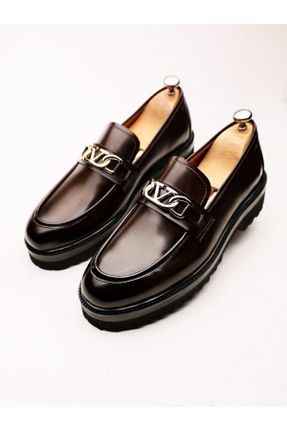کفش کلاسیک قهوه ای مردانه چرم طبیعی پاشنه متوسط ( 5 - 9 cm ) پاشنه ضخیم کد 810352810