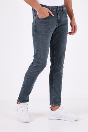 شلوار جین آبی مردانه پاچه لوله ای فاق بلند پنبه (نخی) استاندارد کد 810340472