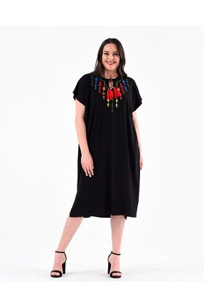 لباس سایز بزرگ مشکی زنانه ویسکون Esina - کد 810403853