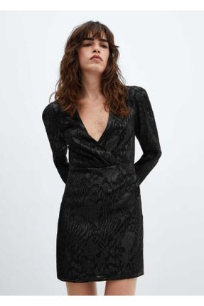 لباس مشکی زنانه بافتنی پلی استر رگولار آستین-بلند کد 771968866