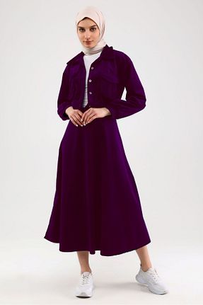 ست بالاتنه و پائین تنه حجاب بنفش زنانه رگولار YONEZ MODA - کد 811116024