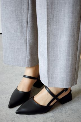 کفش پاشنه بلند کلاسیک مشکی زنانه چرم مصنوعی پاشنه ضخیم پاشنه کوتاه ( 4 - 1 cm ) کد 810682529