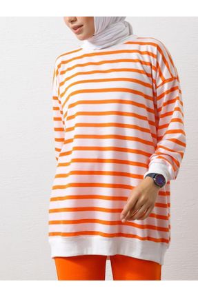تونیک نارنجی زنانه بافتنی مخلوط ویسکون رگولار کد 810778797