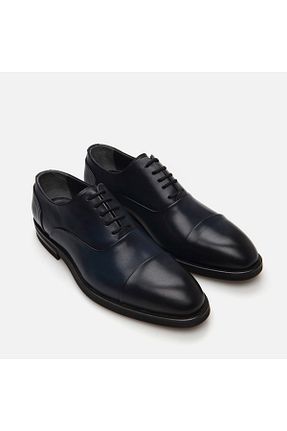 کفش کلاسیک سرمه ای مردانه چرم خالص Hotiç - کد 810934560