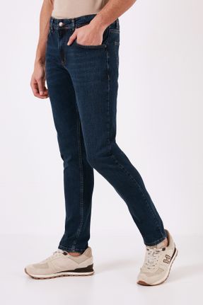 شلوار جین سرمه ای مردانه پاچه لوله ای فاق بلند پنبه (نخی) استاندارد کد 811142414