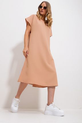 لباس بژ زنانه بافتنی Trend Alaçatı Stili - کد 809077541