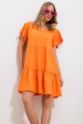 لباس نارنجی زنانه بافتنی ریلکس کد 809077524