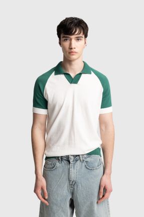 تی شرت سبز مردانه اورسایز یقه پولو کد 811071357