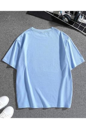 تی شرت آبی زنانه اورسایز پنبه - پلی استر کد 811092020