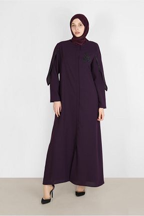 مانتو بلند حجاب بنفش زنانه Alvina - کد 805950913