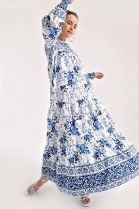 لباس آبی زنانه بافتنی ویسکون رگولار آستین-بلند کد 37711239