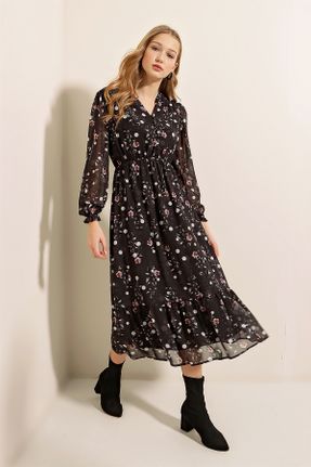 لباس مشکی زنانه بافتنی پلی استر اورسایز آستین-بلند کد 207284831